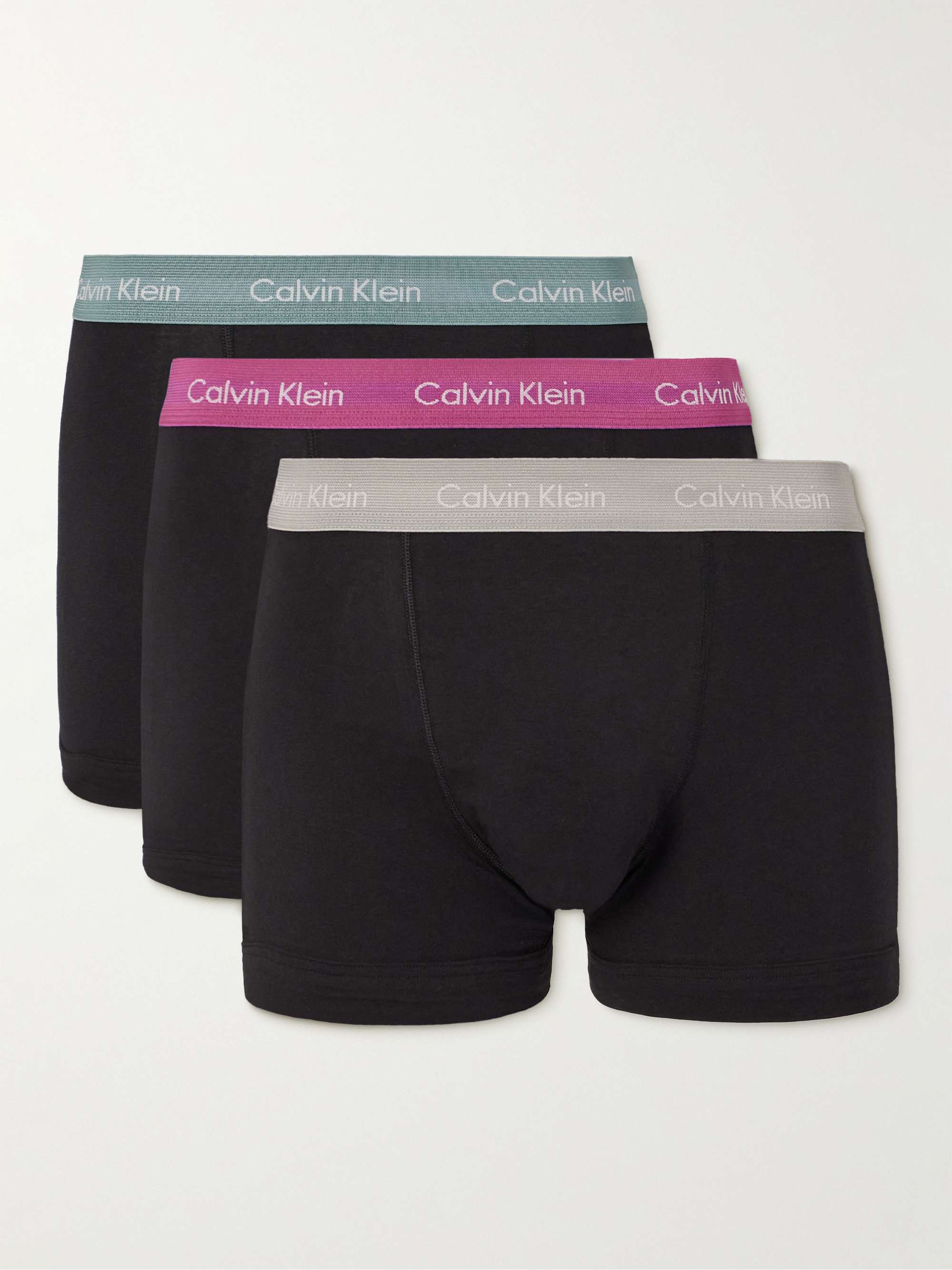 Black Pack of three cotton-blend short boxer briefs, Calvin Klein Underwear