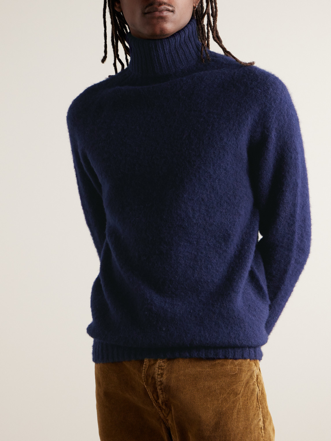 Shop Howlin' Sylvester Slim-fit Brushed-wool Rollneck Sweater In Blue