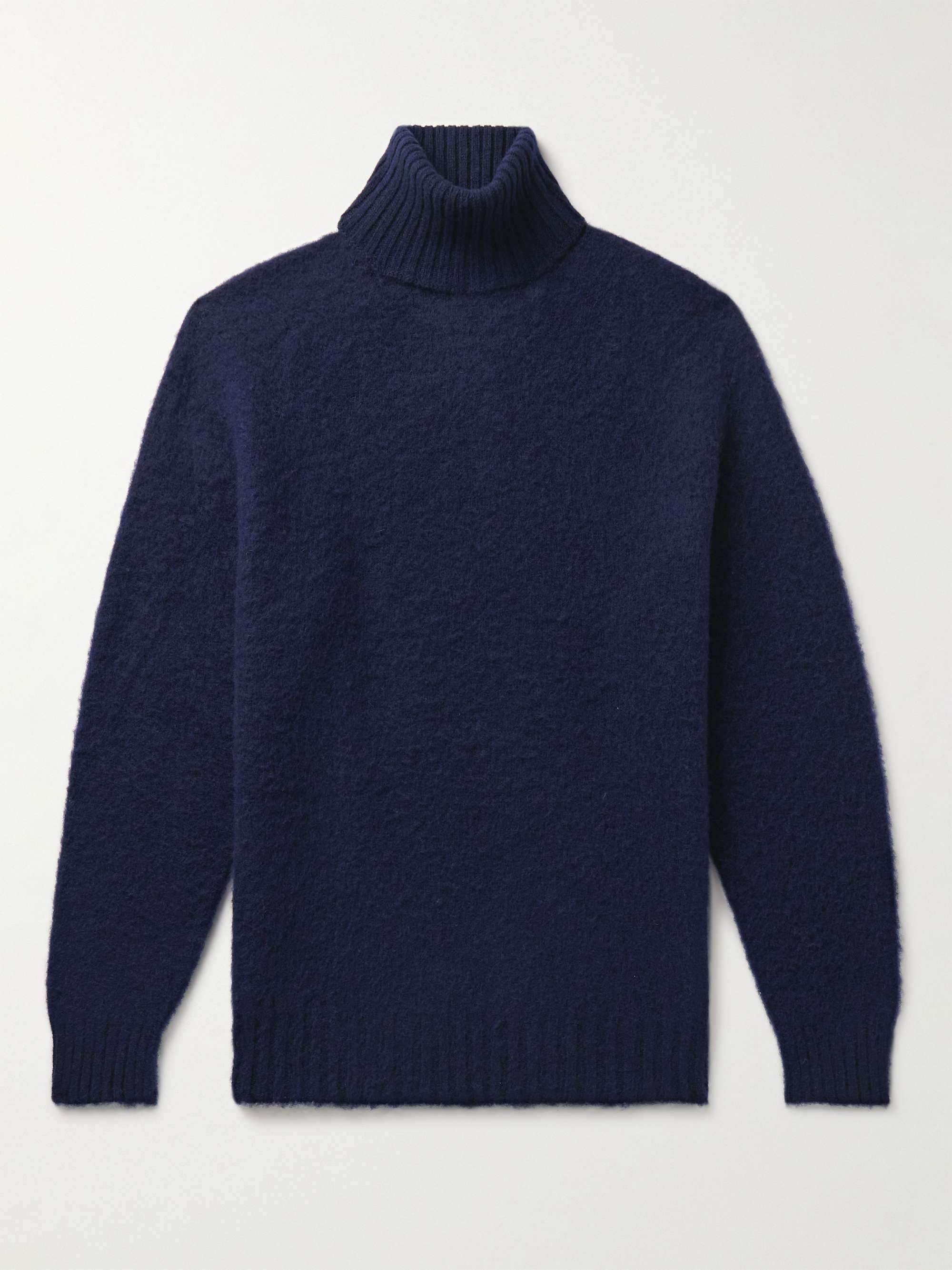 HOWLIN Sylvester Slim-Fit Brushed-Wool Rollneck Sweater,Navy