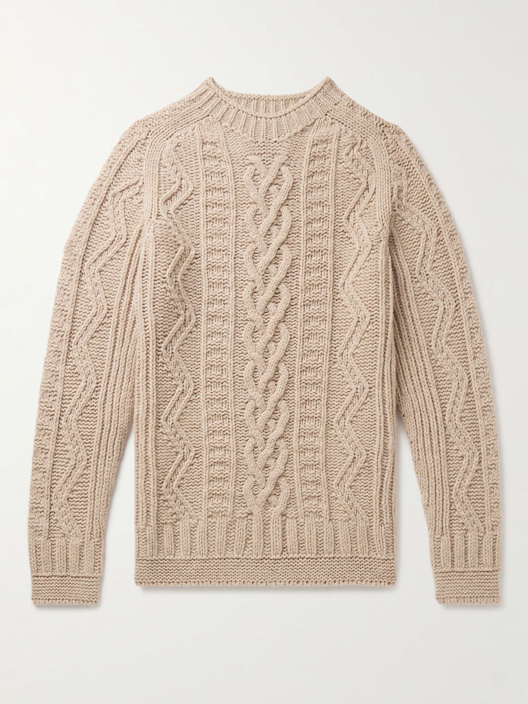 HOWLIN Super Cult Slim-Fit Cable-Knit Virgin Wool Sweater,Beige