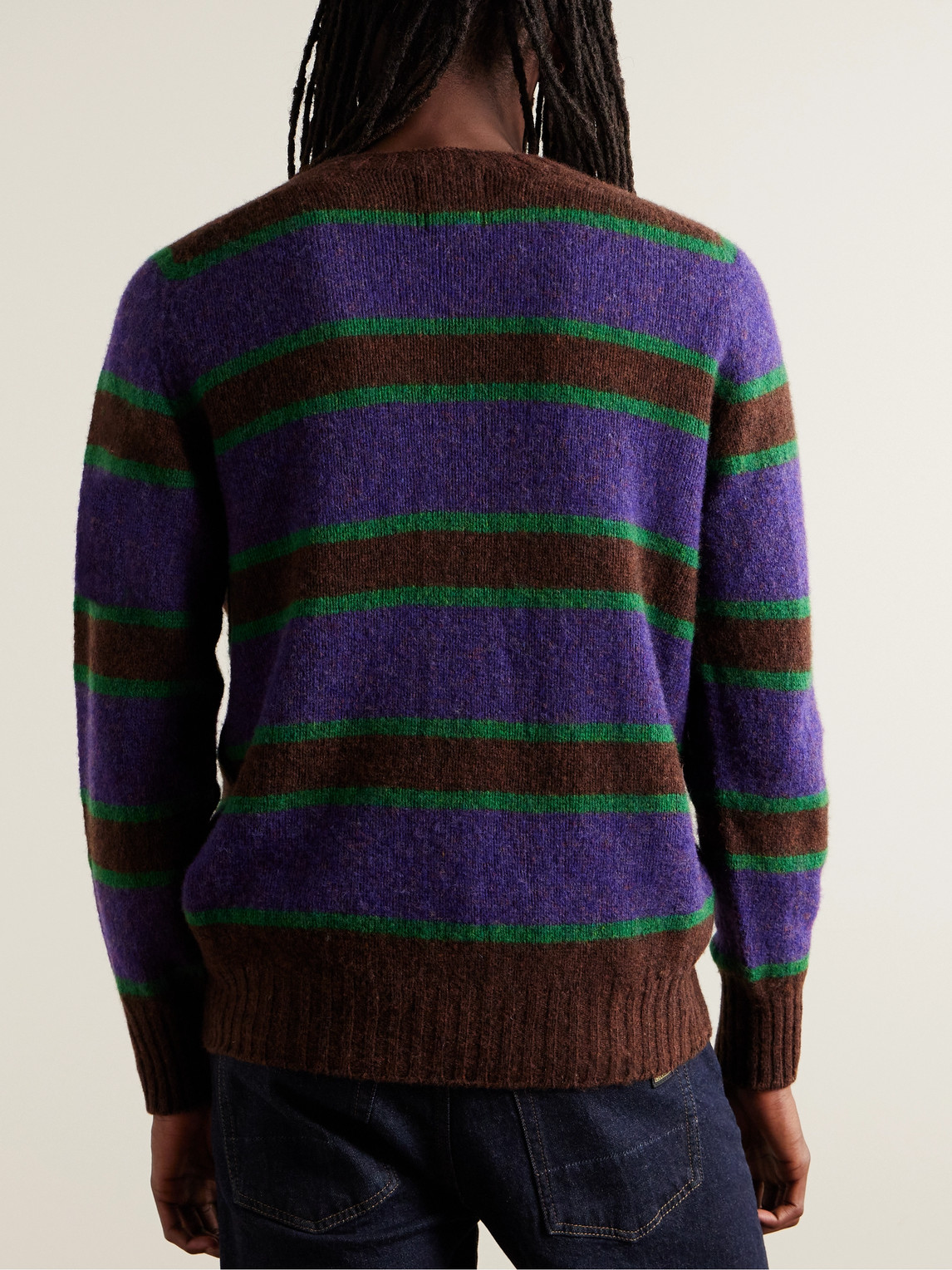 Shop Howlin' Absolute Belter Striped Wool Sweater In Brown