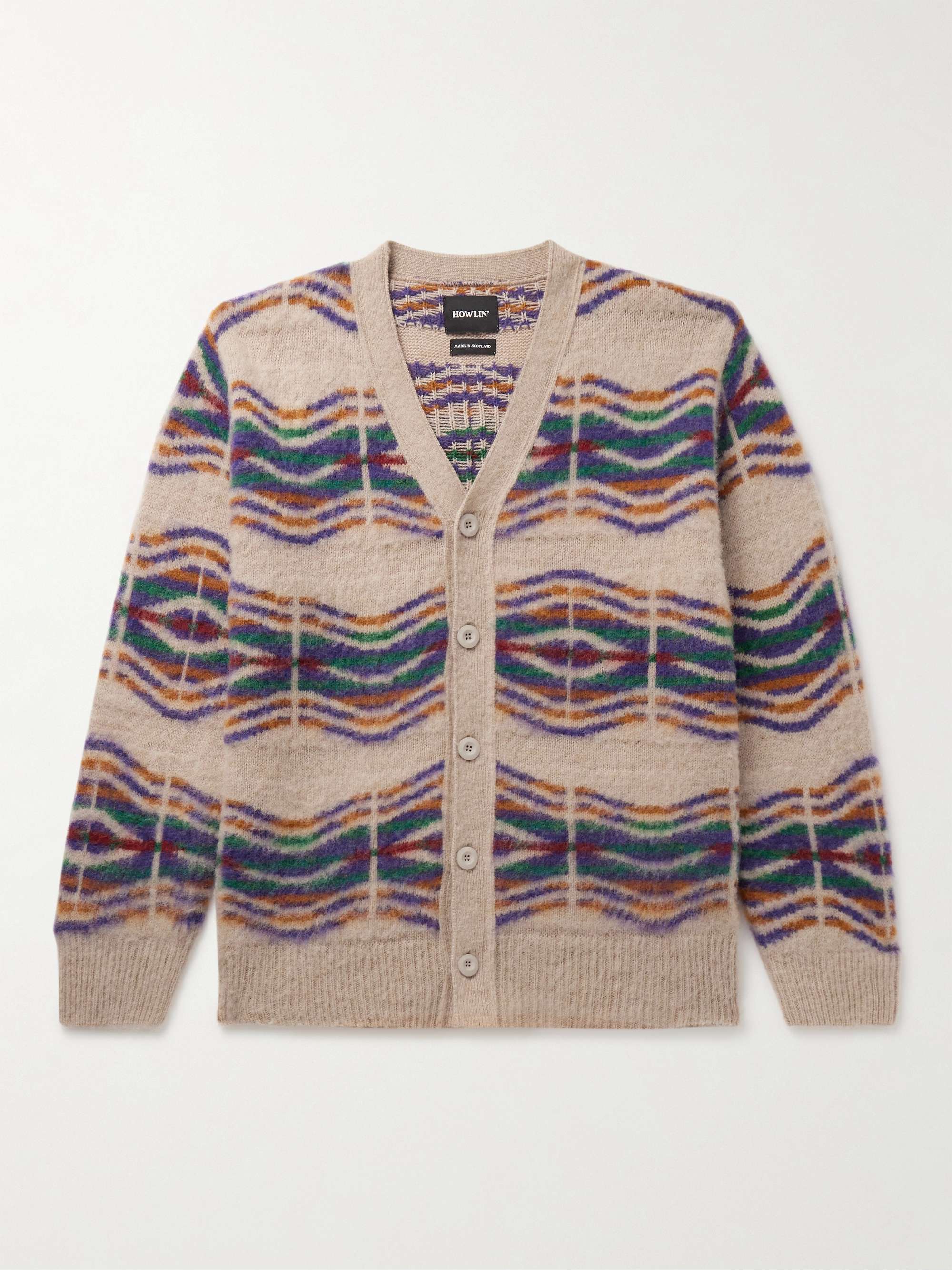 HOWLIN Out of This World Wool-Jacquard Cardigan,Beige