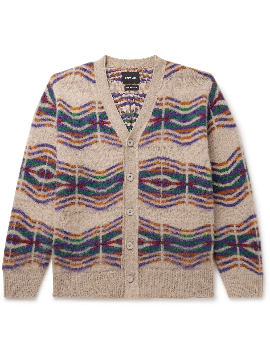 Howlin' Out Of This World Wool-jacquard Cardigan In Neutrals