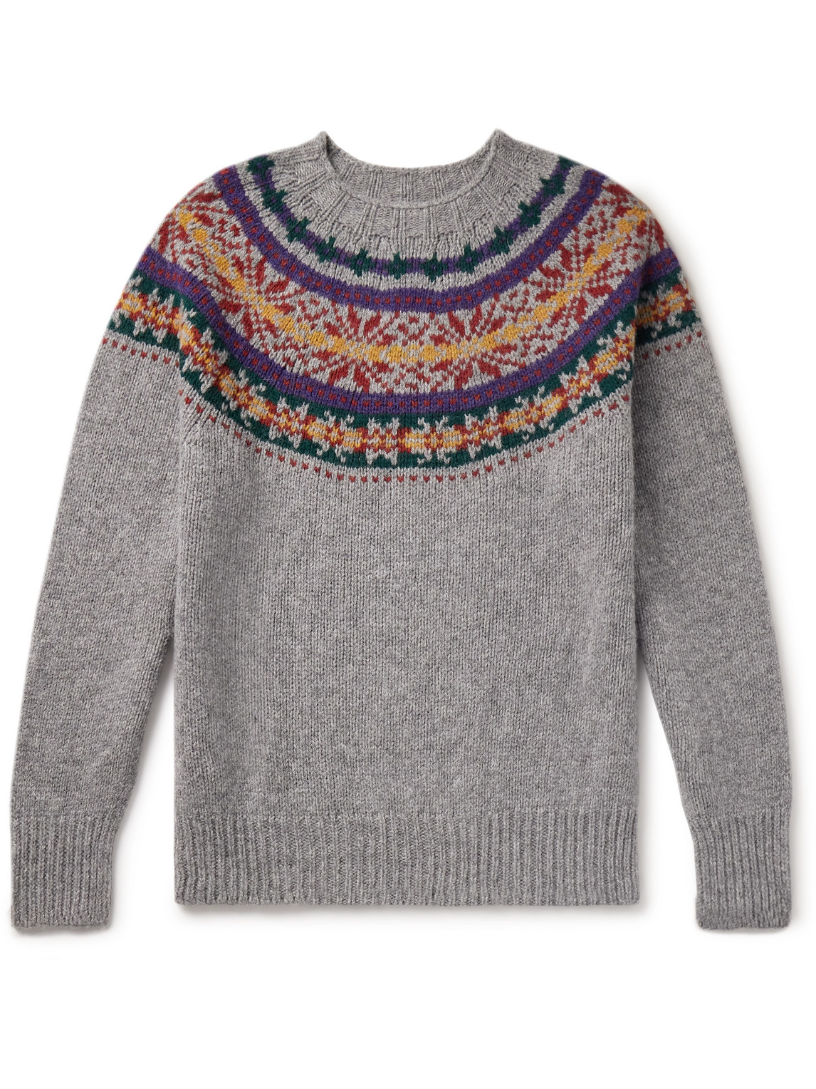 Shop Howlin' Fragments Of Light Fair Isle Wool Sweater In Gray