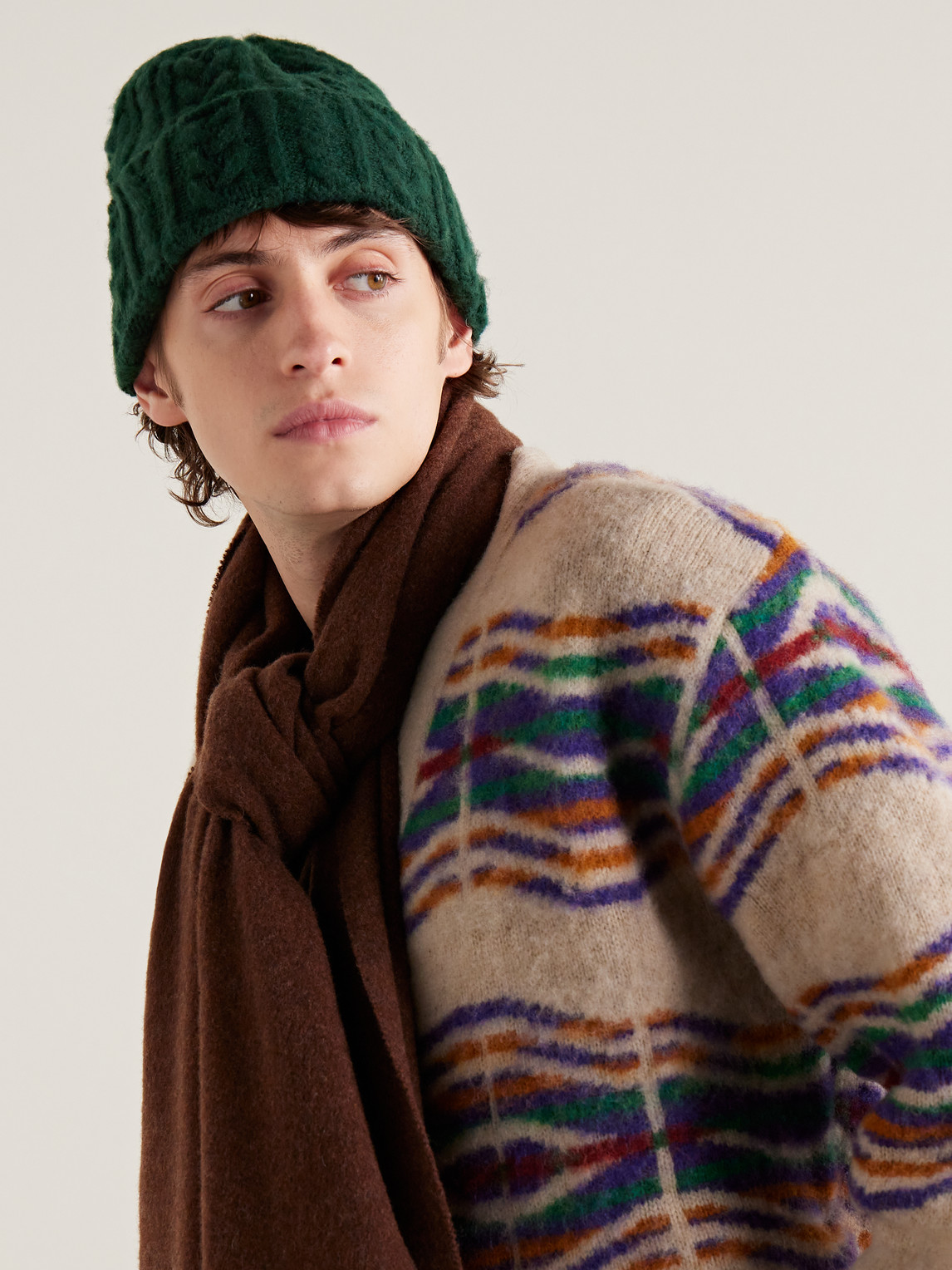 Shop Howlin' Cable-knit Wool Beanie In Green