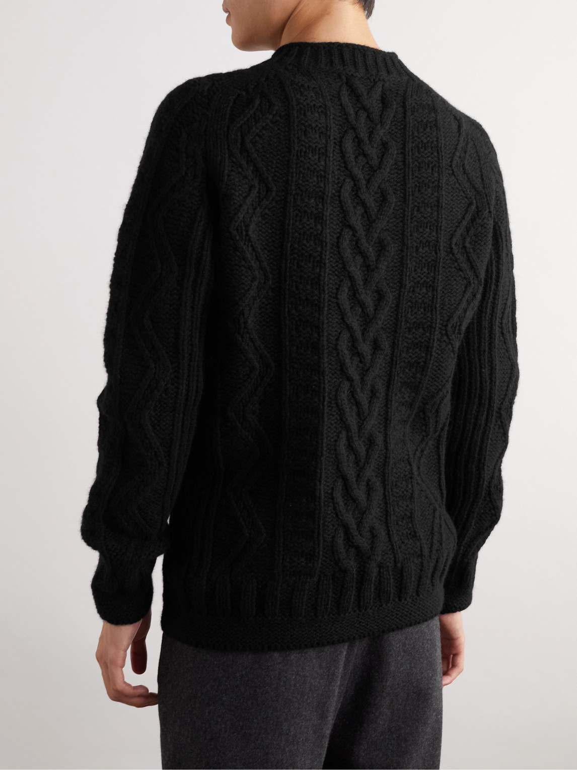 Shop Howlin' Super Cult Slim-fit Cable-knit Virgin Wool Sweater In Black