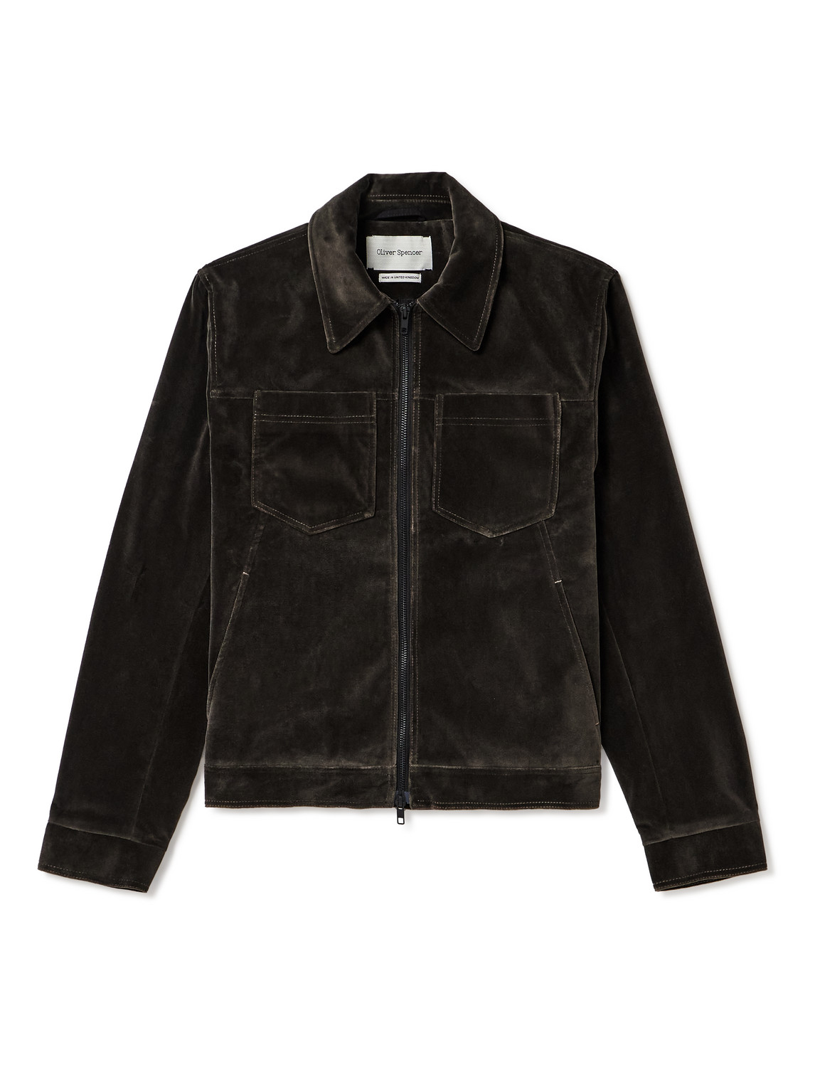 Oliver Spencer Norton Cotton-velvet Jacket In Brown