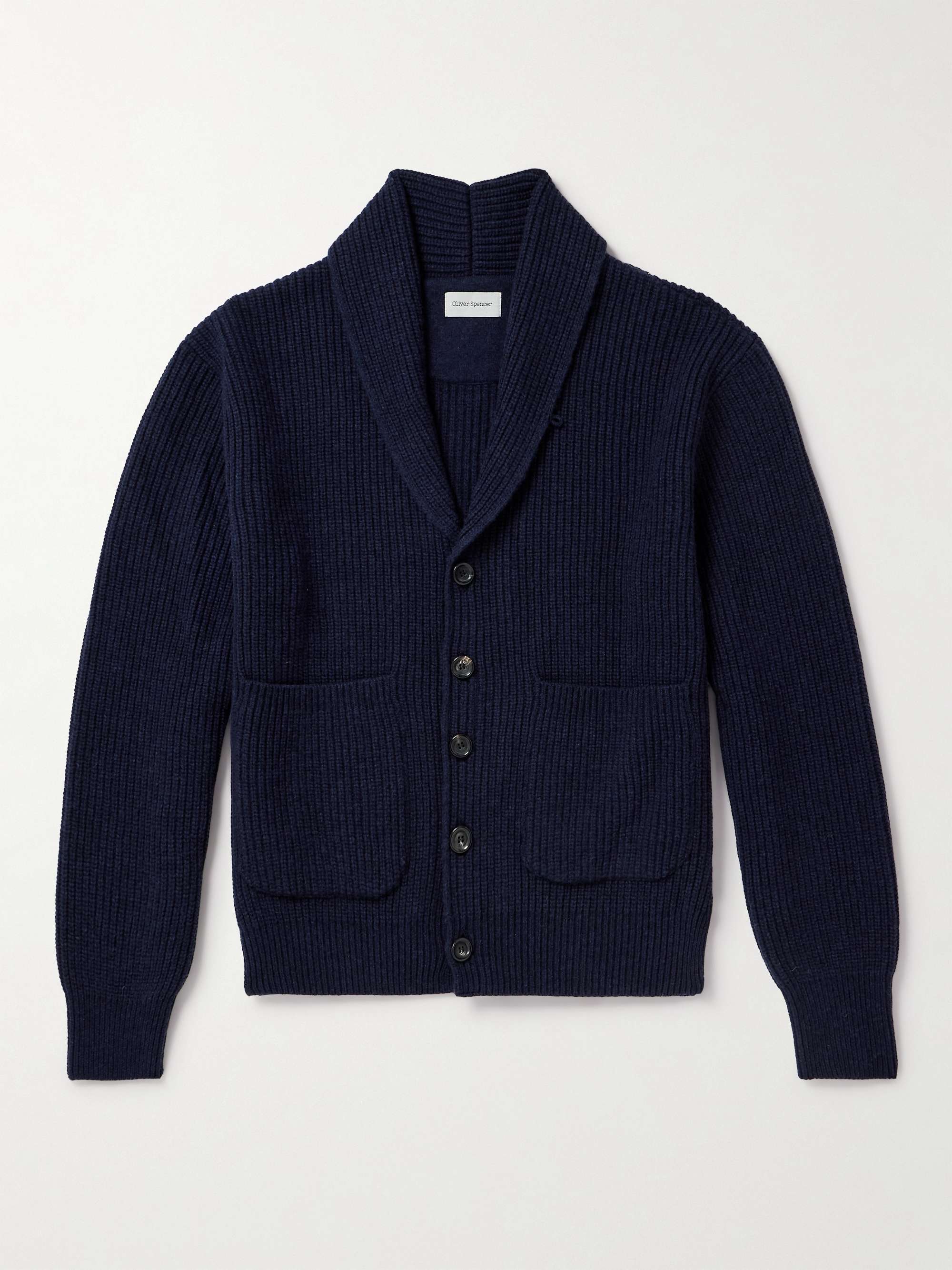 OLIVER SPENCER Orkeny Shawl-Collar Ribbed Wool Cardigan for Men | MR PORTER