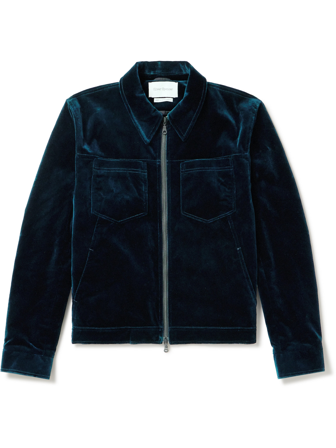 Oliver Spencer Norton Cotton-velvet Jacket In Blue
