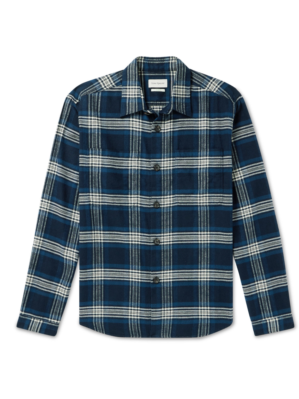 OLIVER SPENCER TREVISCOE CHECKED ORGANIC COTTON-FLANNEL SHIRT
