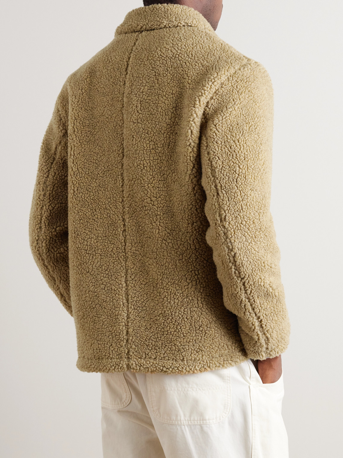 Shop Oliver Spencer Lambeth Corduroy-trimmed Fleece Jacket In Neutrals