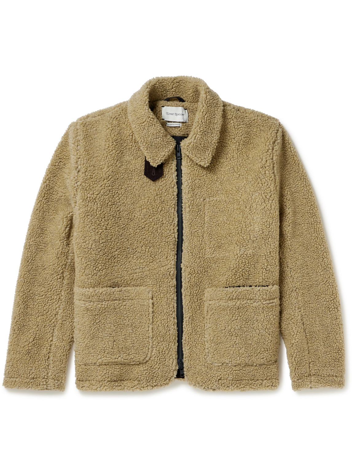 Oliver Spencer Lambeth Corduroy-trimmed Fleece Jacket In Neutrals