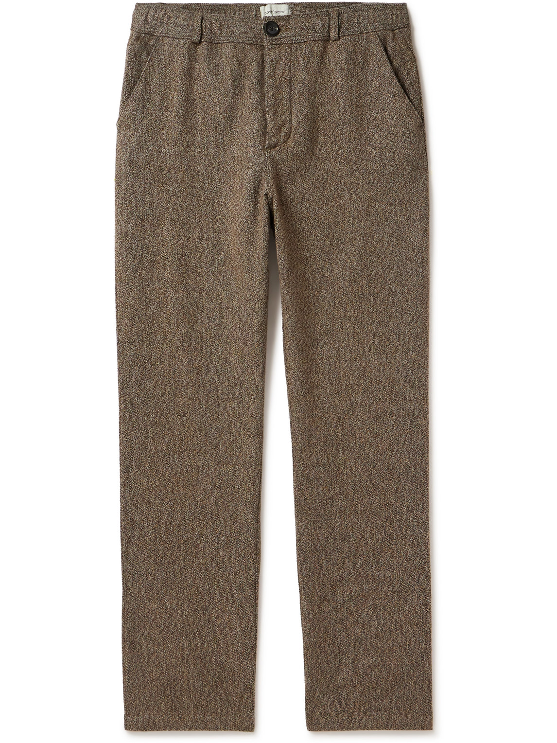 Oliver Spencer Adler Straight-leg Cotton-tweed Trousers In Brown