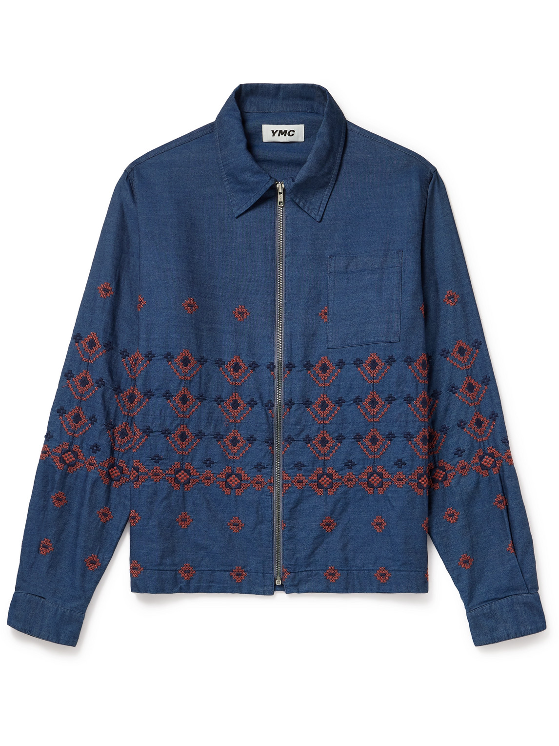 YMC YOU MUST CREATE BOWIE EMBROIDERED COTTON-CHAMBRAY BLOUSON JACKET