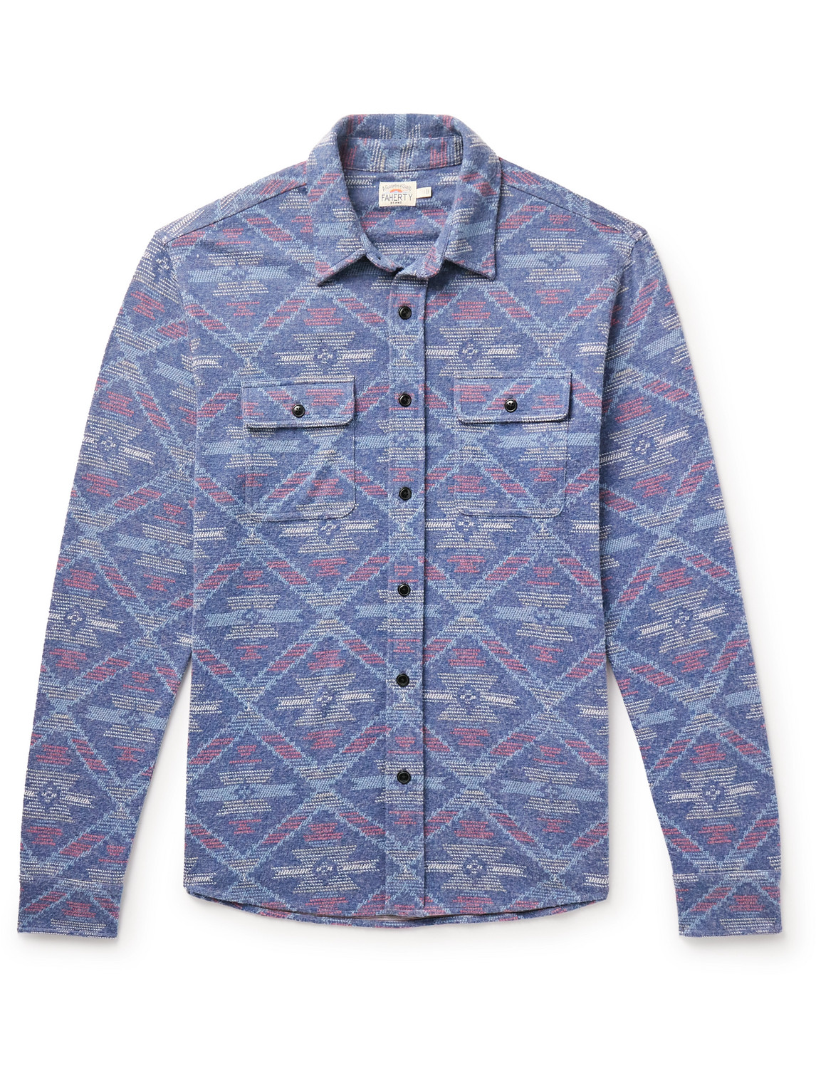FAHERTY DOUG GOOD FEATHER LEGEND™ SWEATER STRETCH RECYCLED-FLANNEL JACQUARD SHIRT