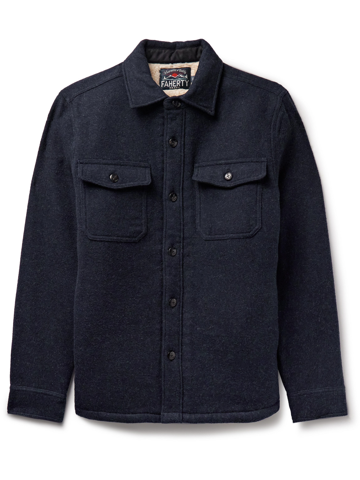 Faherty Inlet Chest-pocket Button Overshirt In Blue