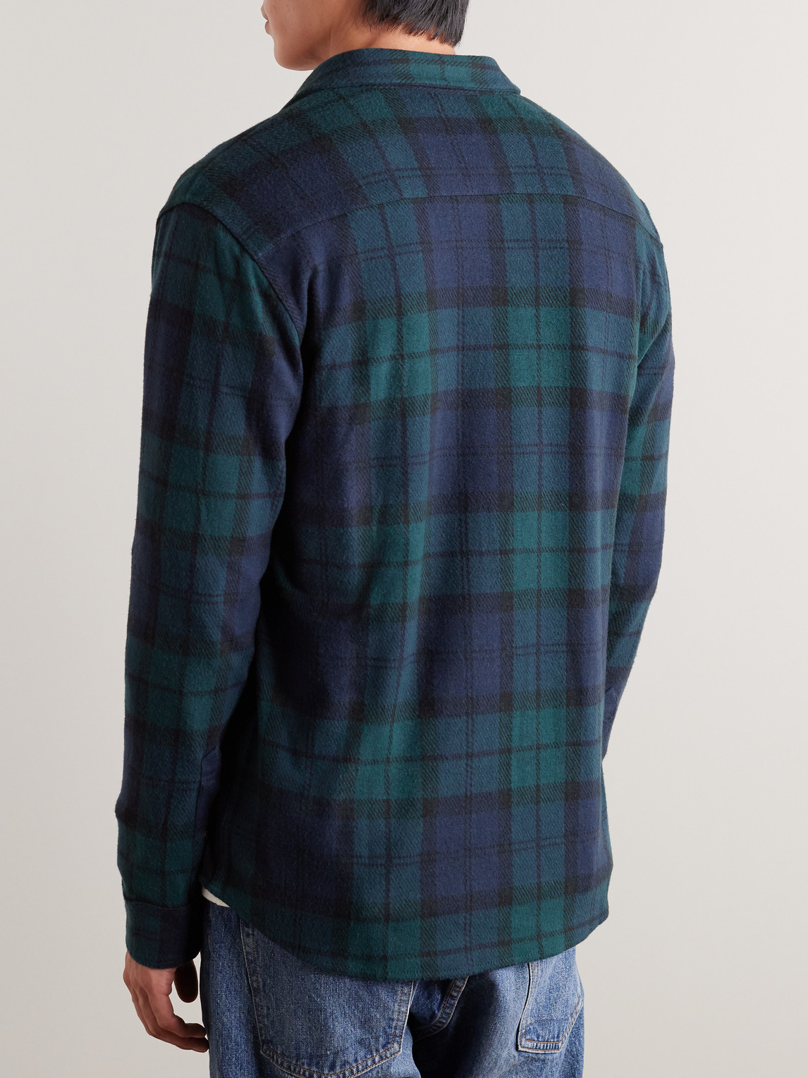 Shop Faherty Legend Checked Brushed-flannel Shirt In Blue