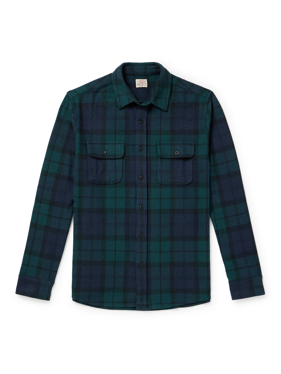 Shop Faherty Legend Checked Brushed-flannel Shirt In Blue