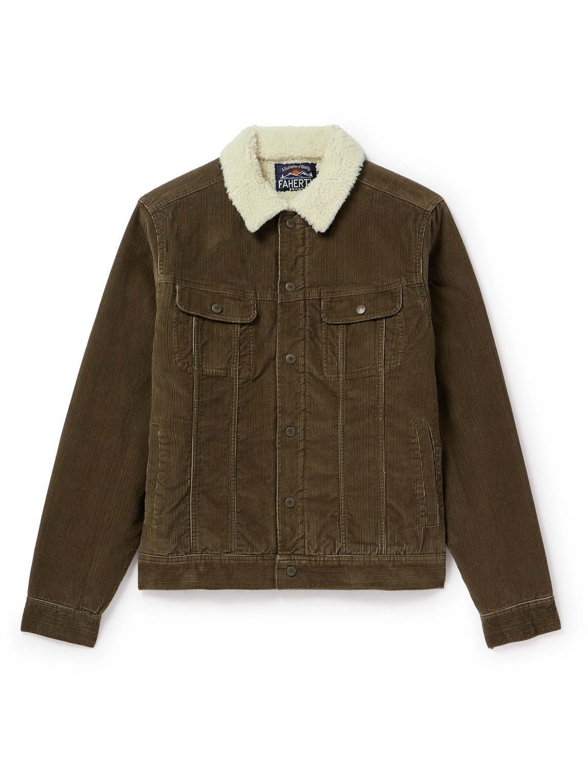 Fleece-Lined Stretch Organic Cotton-Corduroy Trucker Jacket