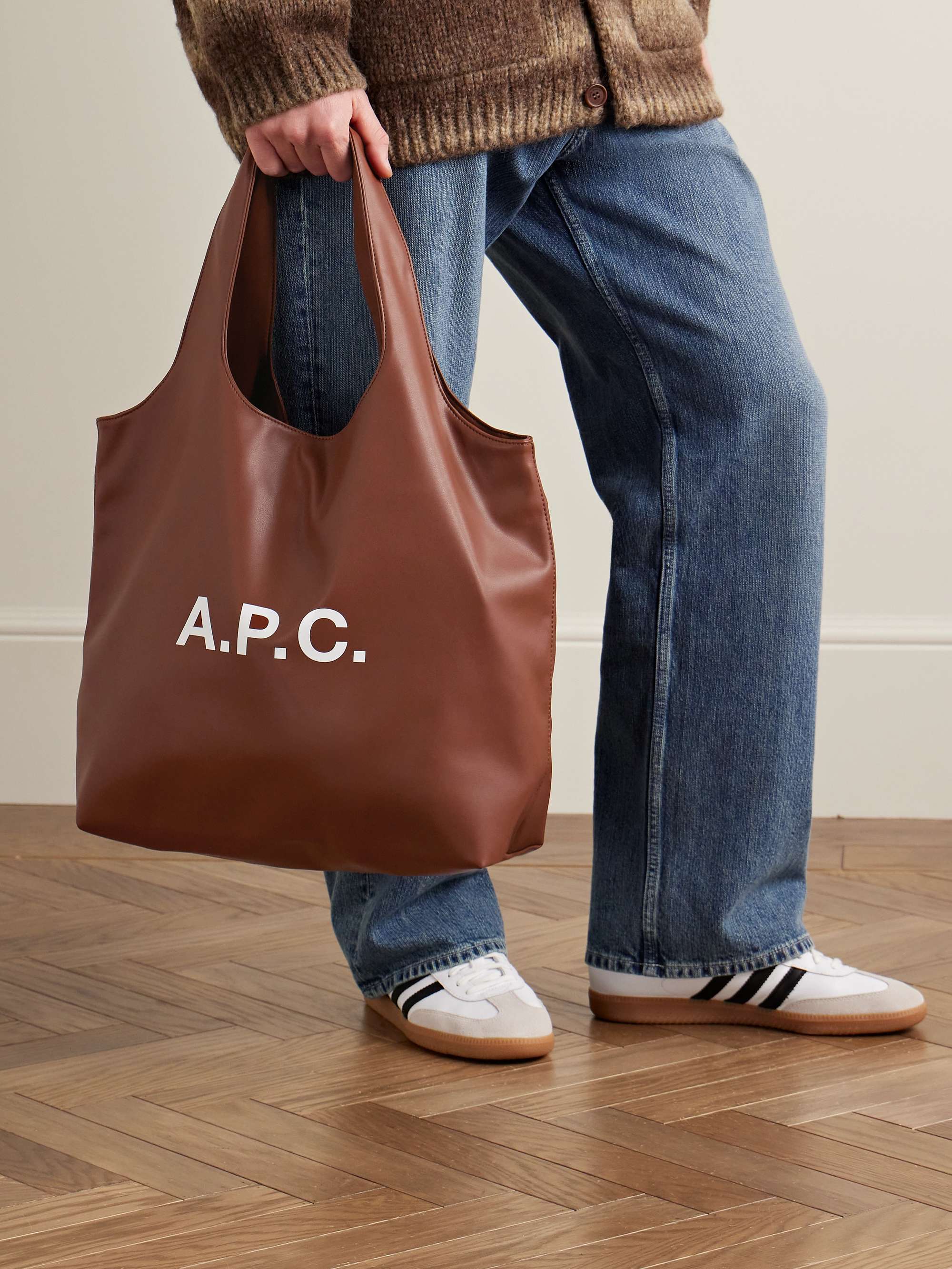 A.P.C. Ninon Logo-Print Faux Leather Tote for Men | MR PORTER