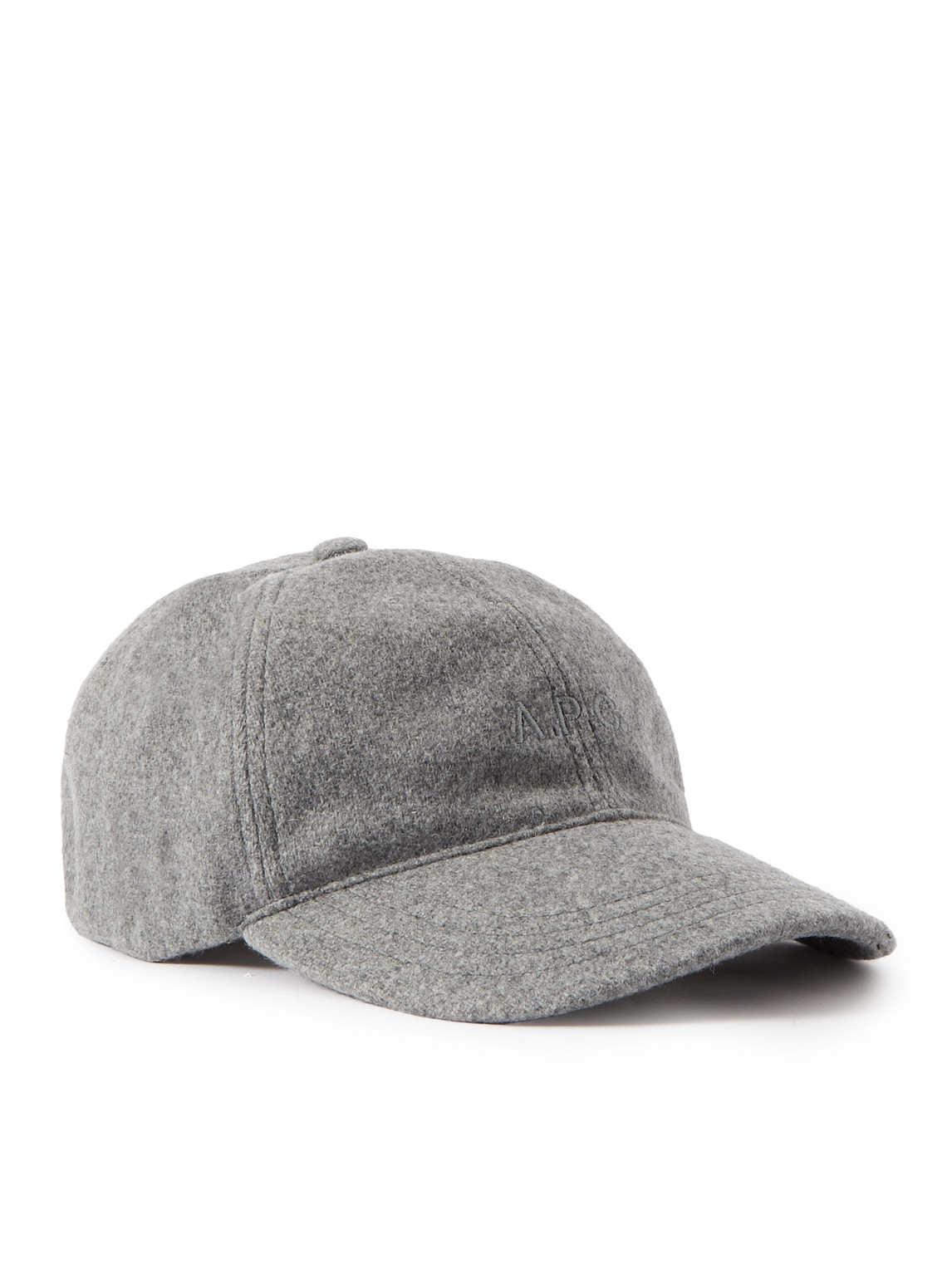 Apc Charlie Logo-embroidered Wool-blend Baseball Cap In Grey