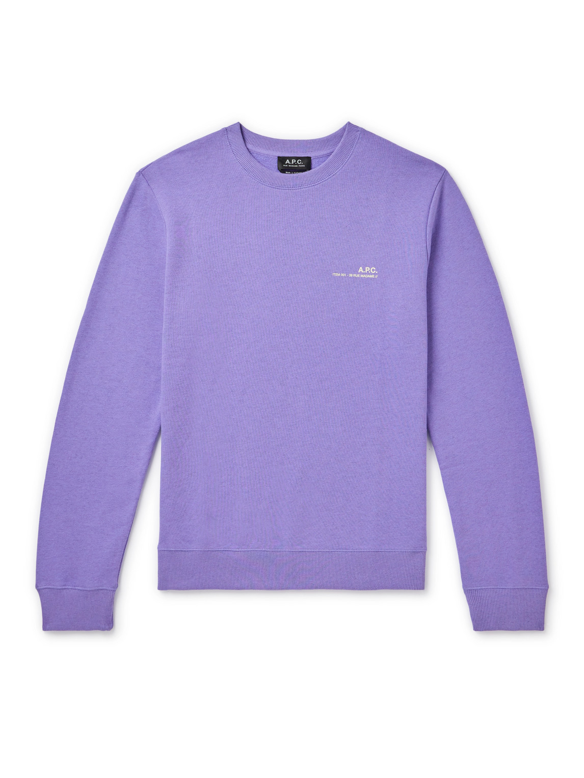 Apc Logo-print Cotton-jersey Sweater In Purple