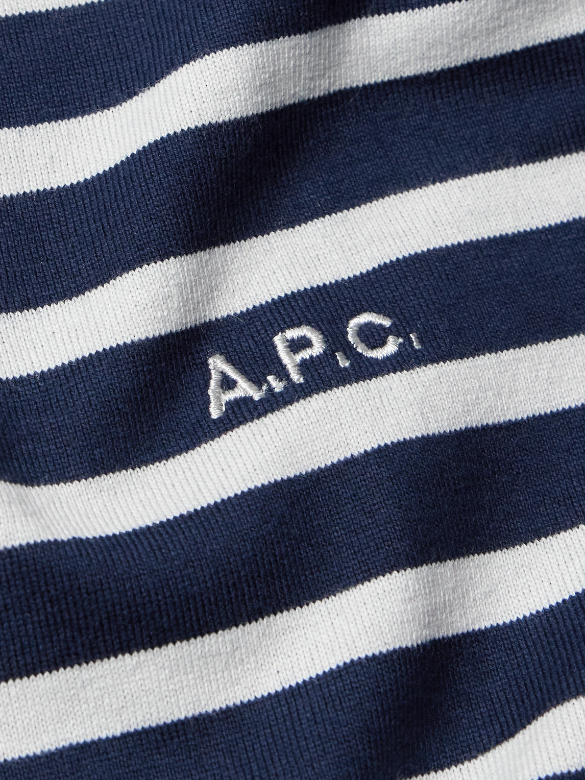 Shop Apc Emilien Logo-embroidered Striped Cotton-jersey T-shirt In Blue