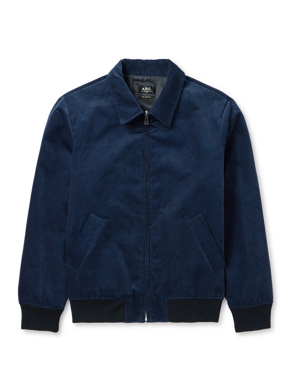 Apc Gilles Logo-embroidered Cotton-corduroy Jacket In Blue
