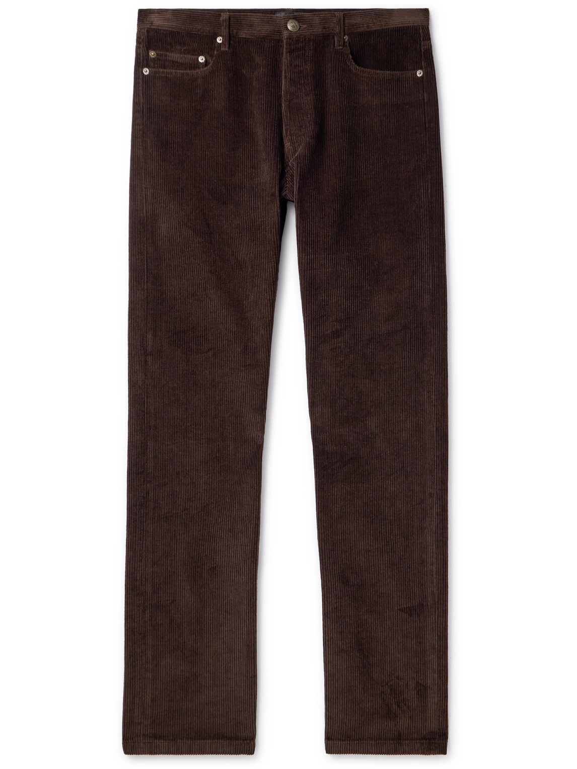 Apc Jean Straight-leg Cotton And Linen-blend Corduroy Trousers In Brown