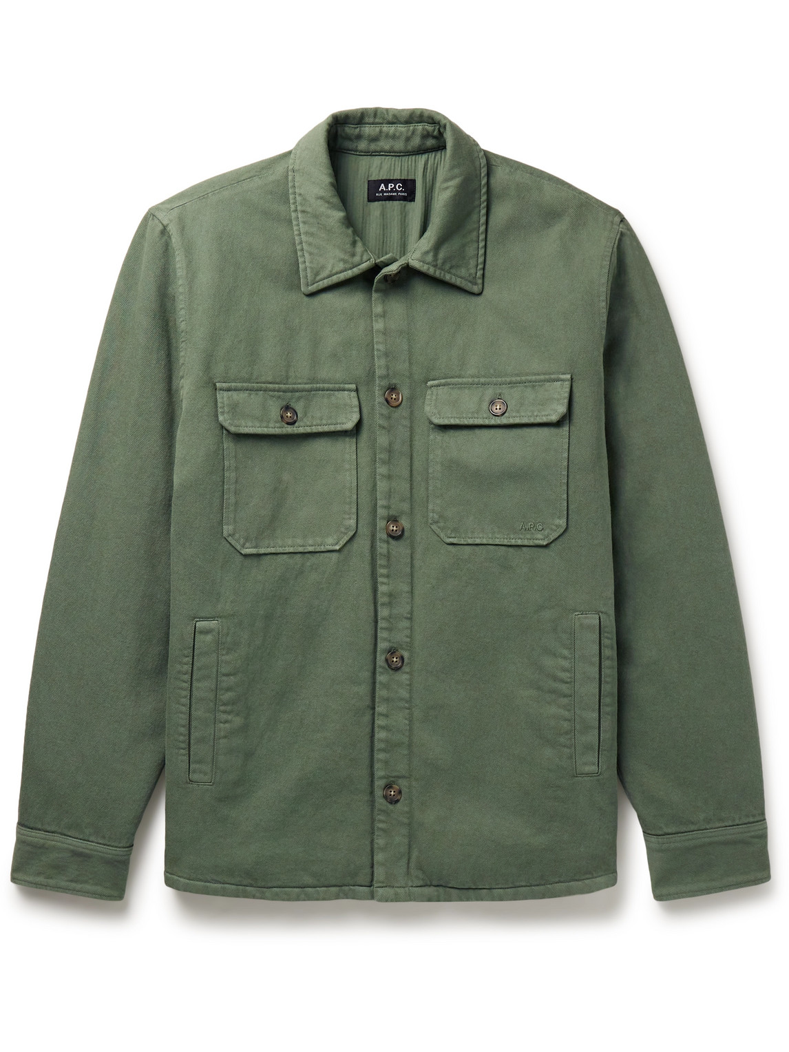 Apc Alessio Padded Cotton-twill Shirt Jacket In Green