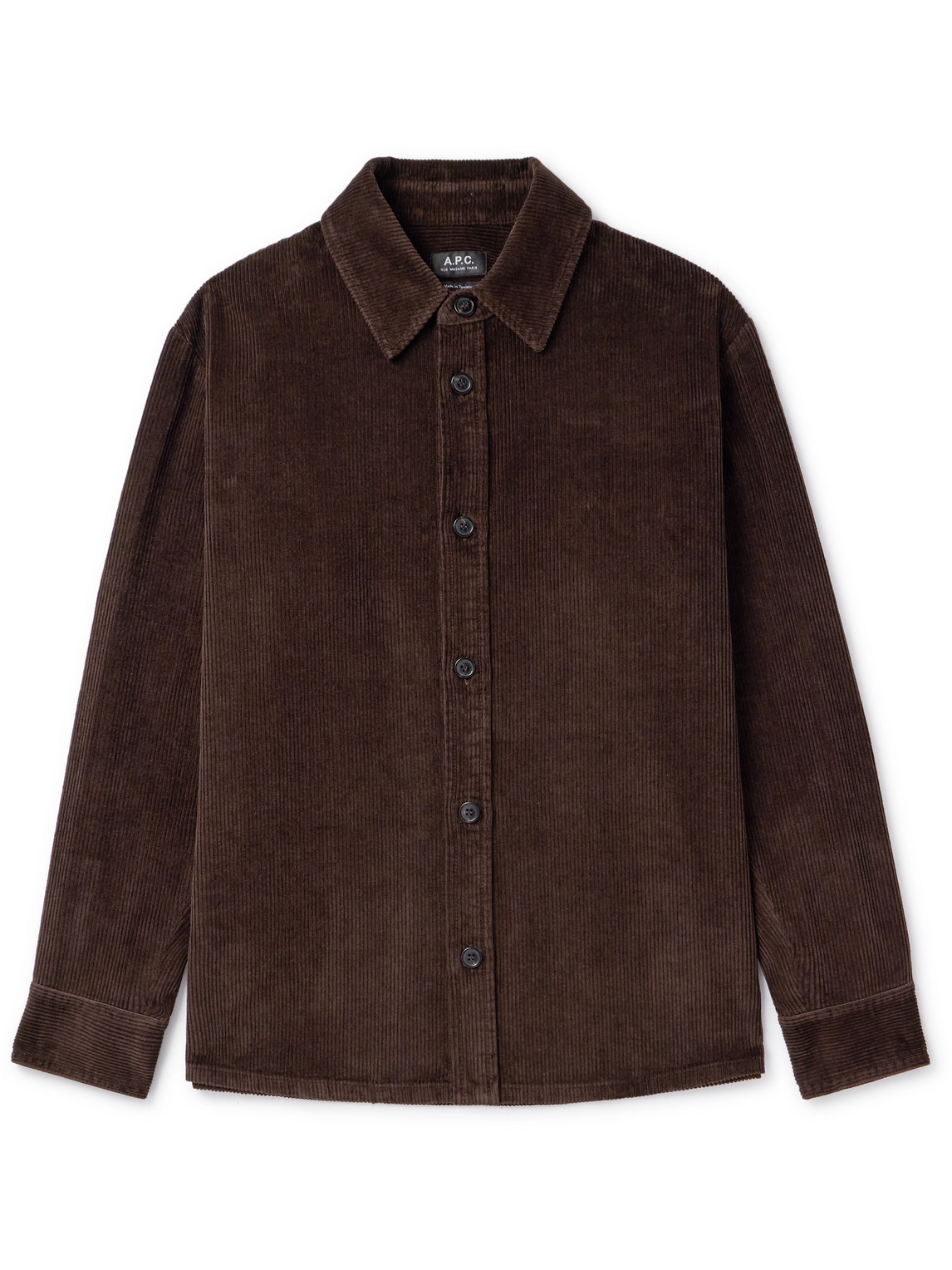 Apc Logo-embroidered Cotton And Linen-blend Corduroy Overshirt In Brown