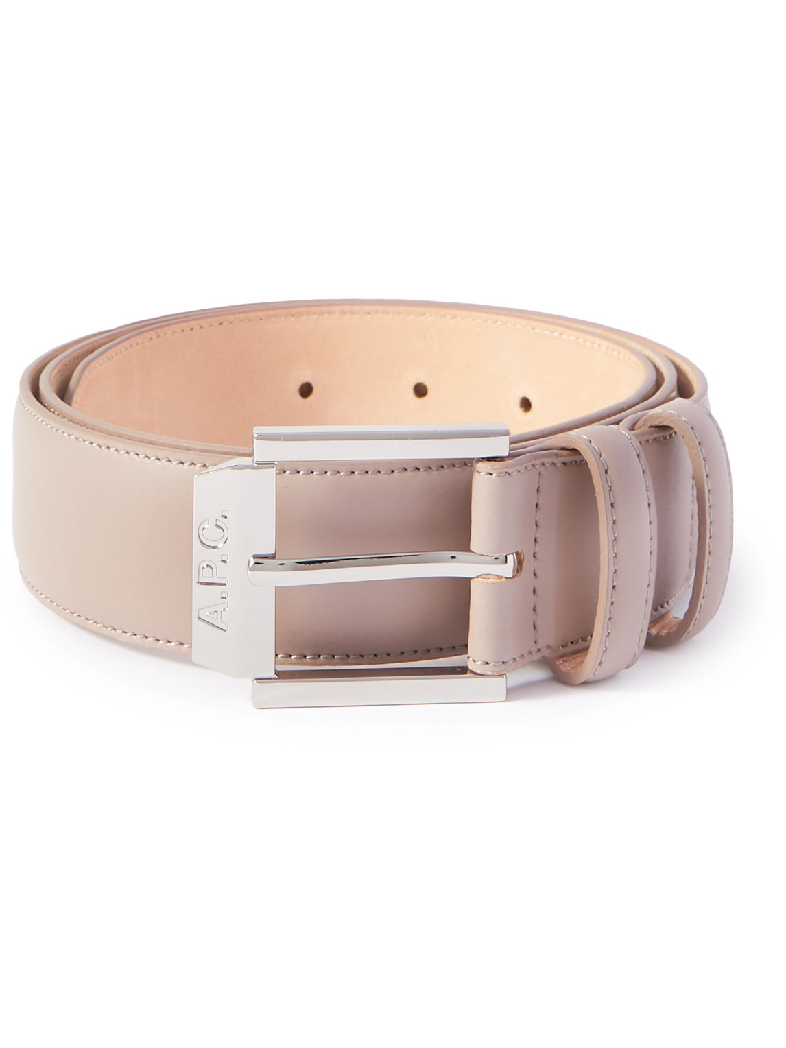 Shop Apc 4cm Leather Belt In Neutrals