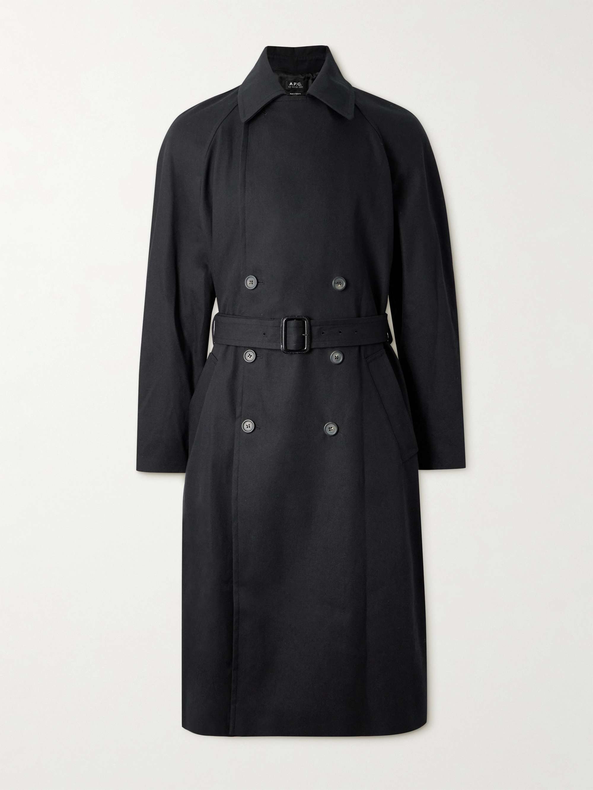 A.P.C. Lou Belted Double-Breasted Cotton and Wool-Blend Twill Trench ...