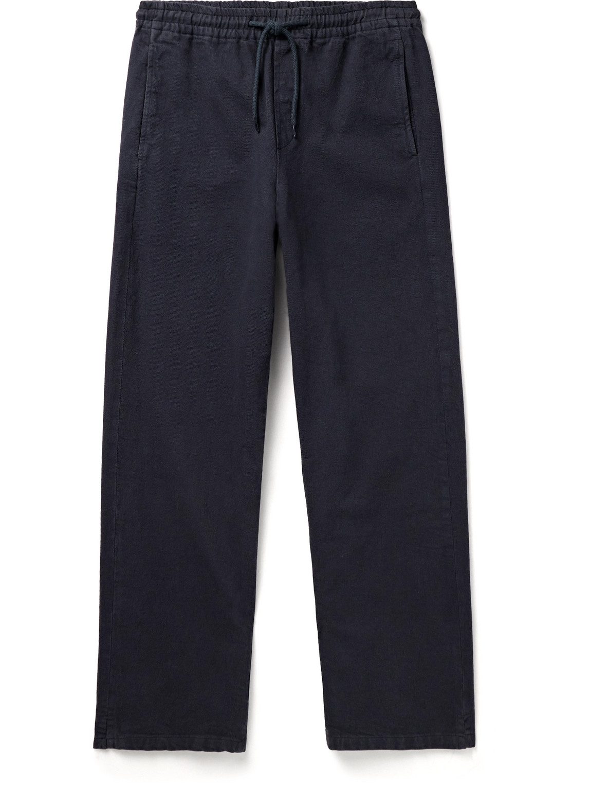 Apc Vincent Straight-leg Cotton-twill Drawstring Trousers In Blue