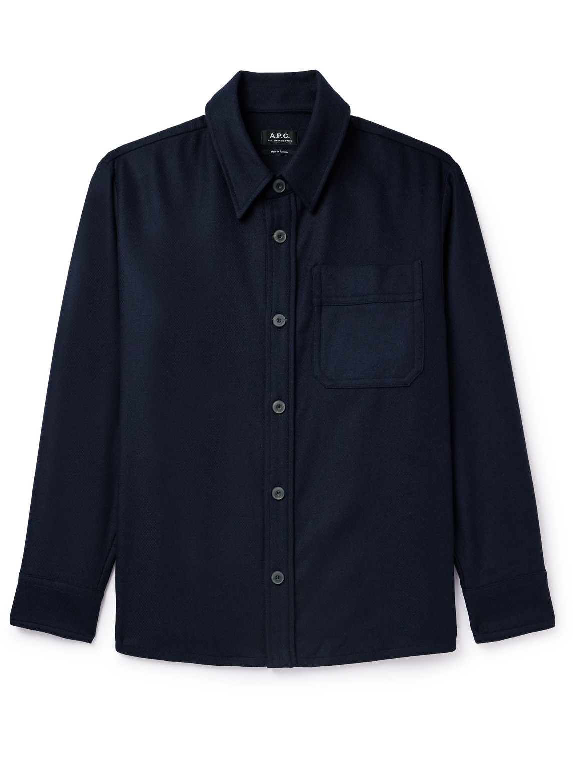 Apc Basile Wool-blend Overshirt In Blue