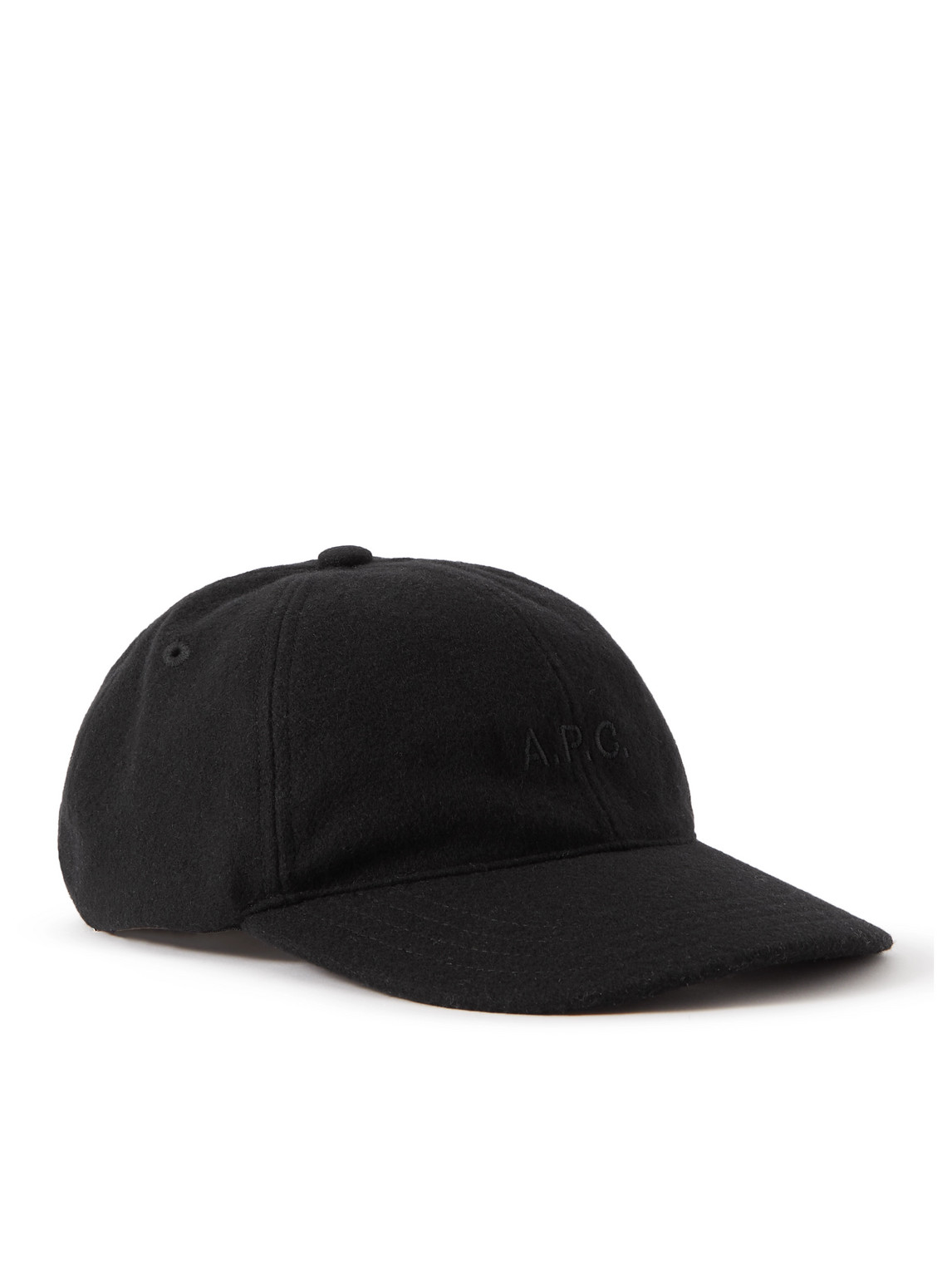 Apc Charlie Logo-embroidered Wool-blend Baseball Cap In Black