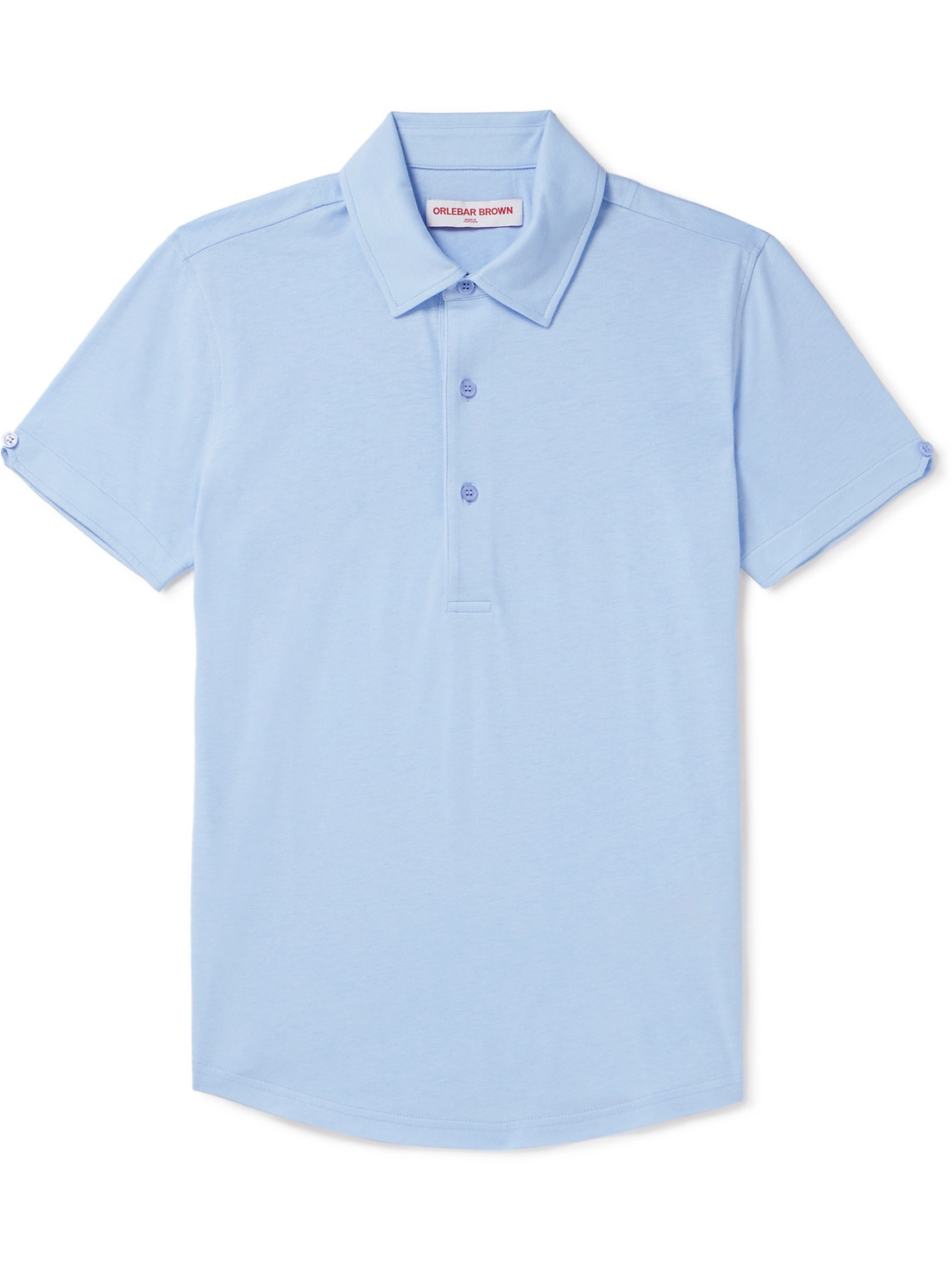 Orlebar Brown Sebastian Slim-fit Cotton And Silk-blend Jersey Polo Shirt In Blue