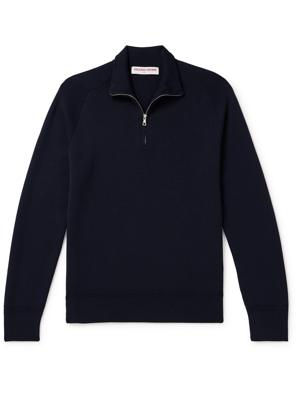 Orlebar Brown Lennard Merino Wool Half-zip Sweater In Blue