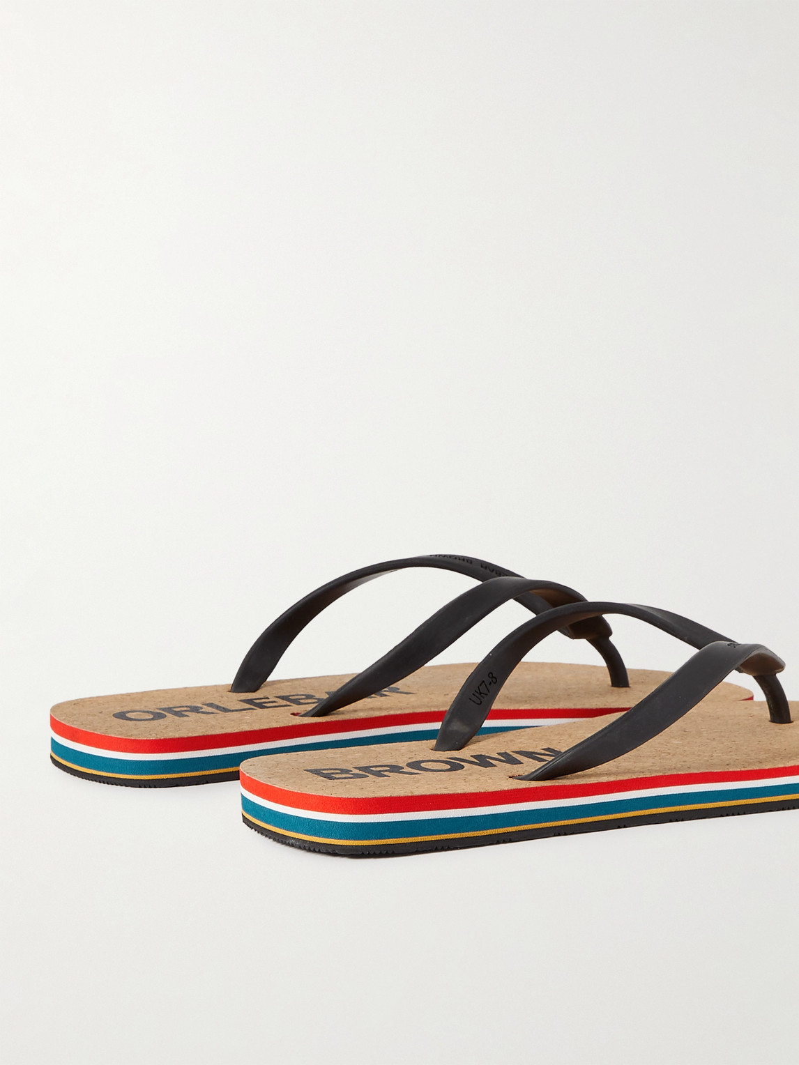 Shop Orlebar Brown Haston Logo-debossed Rubber And Cork Flip Flops In Multi