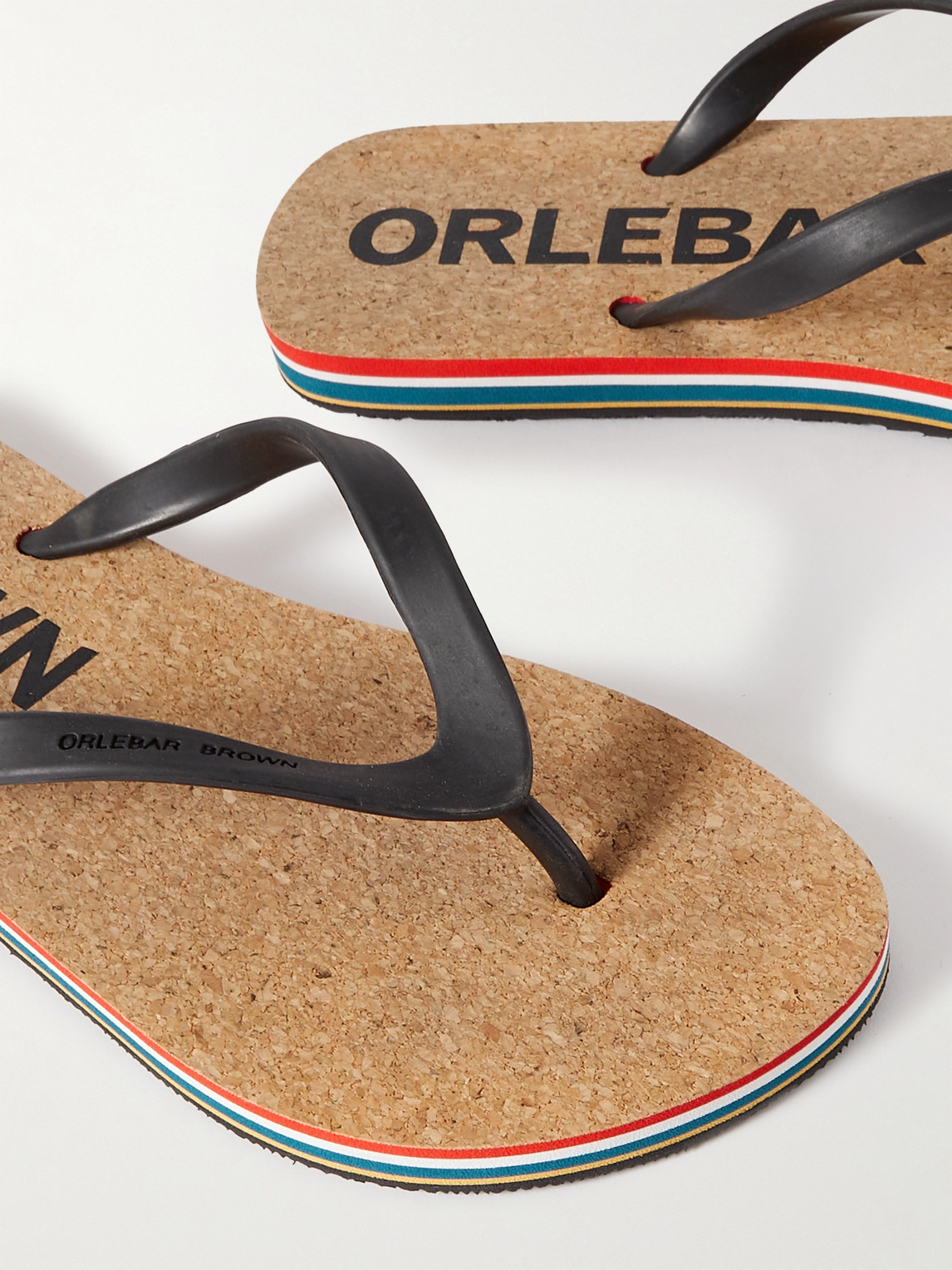 Shop Orlebar Brown Haston Logo-debossed Rubber And Cork Flip Flops In Multi