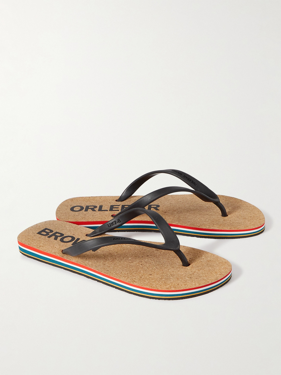 Shop Orlebar Brown Haston Logo-debossed Rubber And Cork Flip Flops In Multi