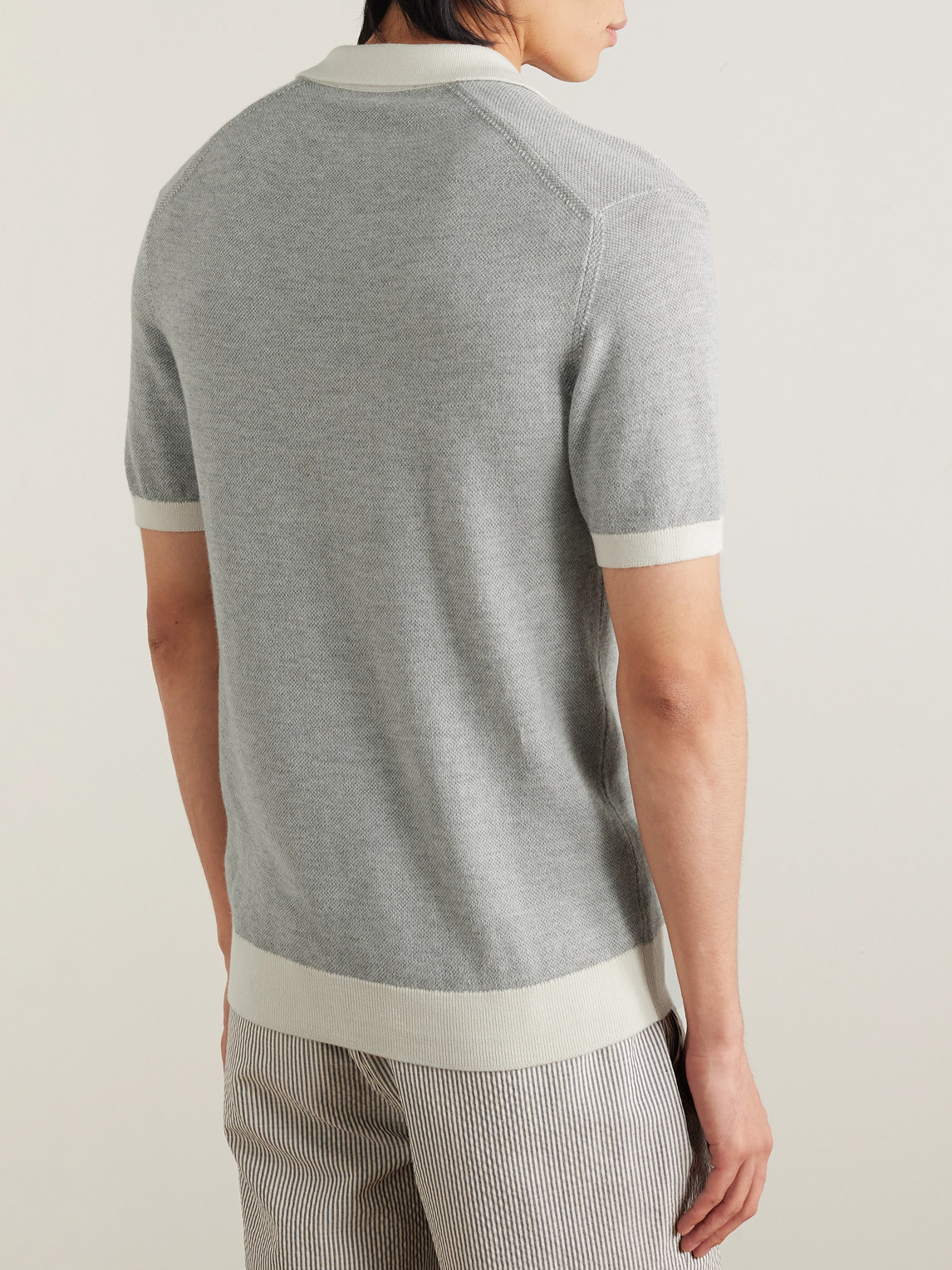 Shop Orlebar Brown Horton Wool And Cotton-blend Polo Shirt In Gray