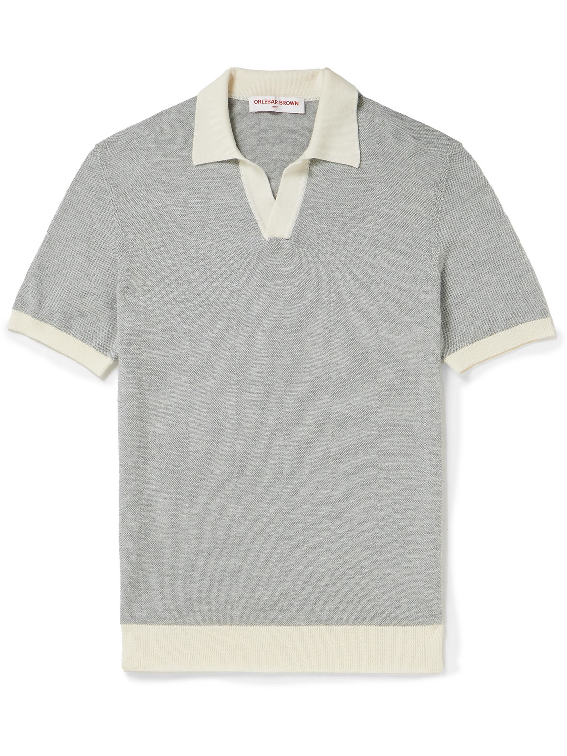 Shop Orlebar Brown Horton Wool And Cotton-blend Polo Shirt In Gray
