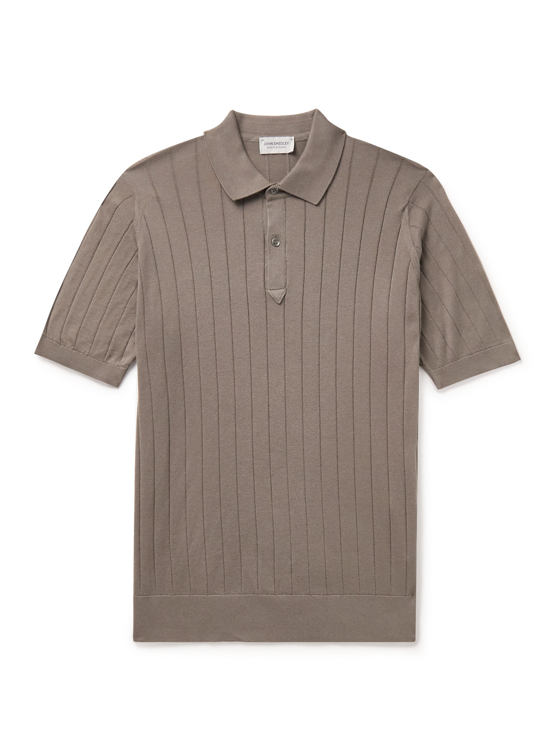 John Smedley Ribbed Sea Island Cotton Polo Shirt In Brown