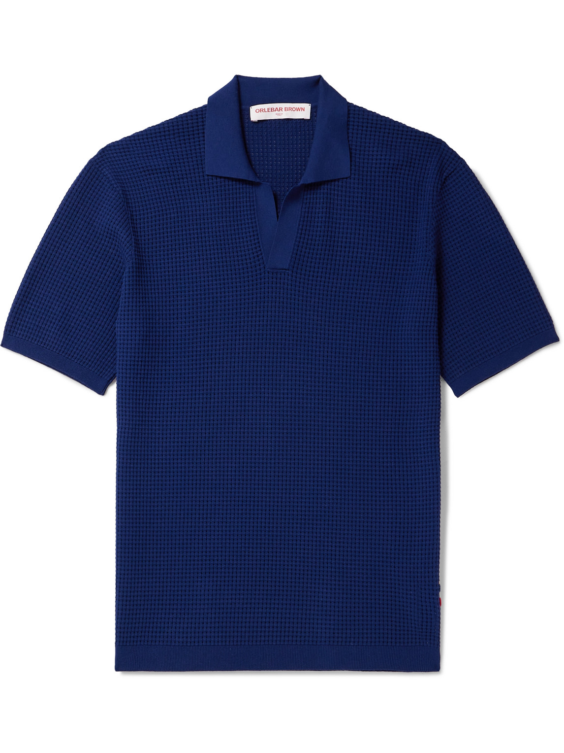 Orlebar Brown Roddy Slim-fit Camp-collar Pointelle-knit Polo Shirt In Blue