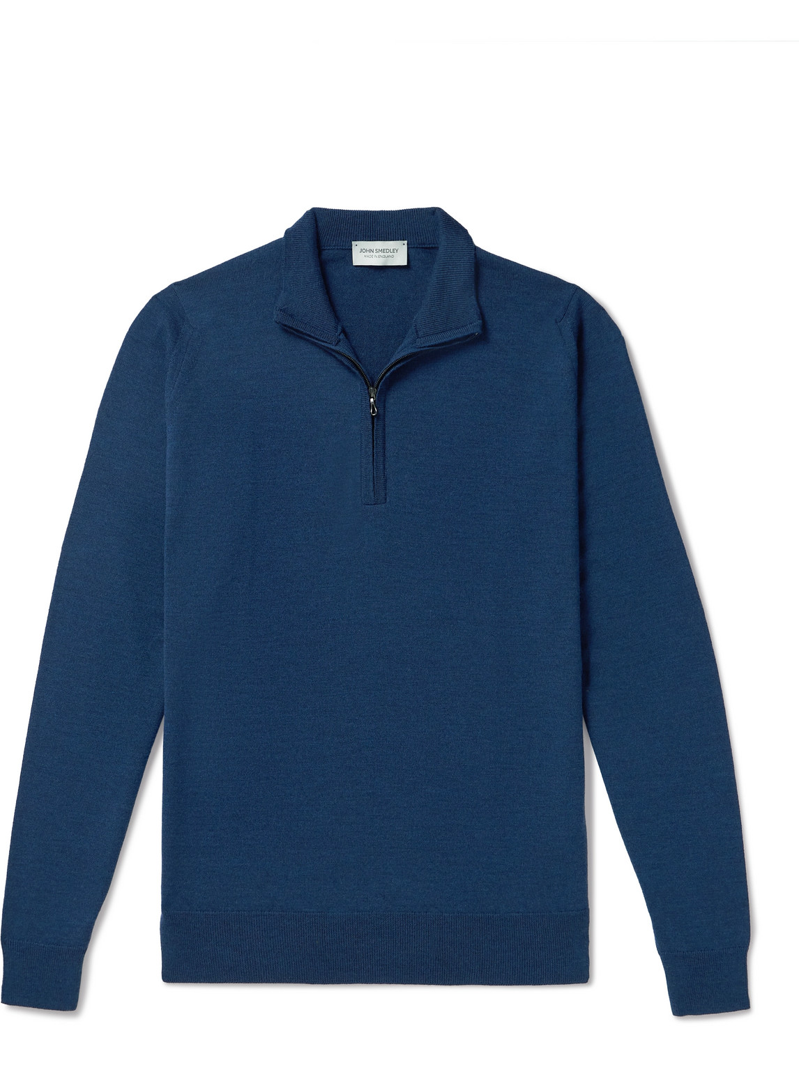 John Smedley Tapton Merino Wool Half-zip Sweater In Blue