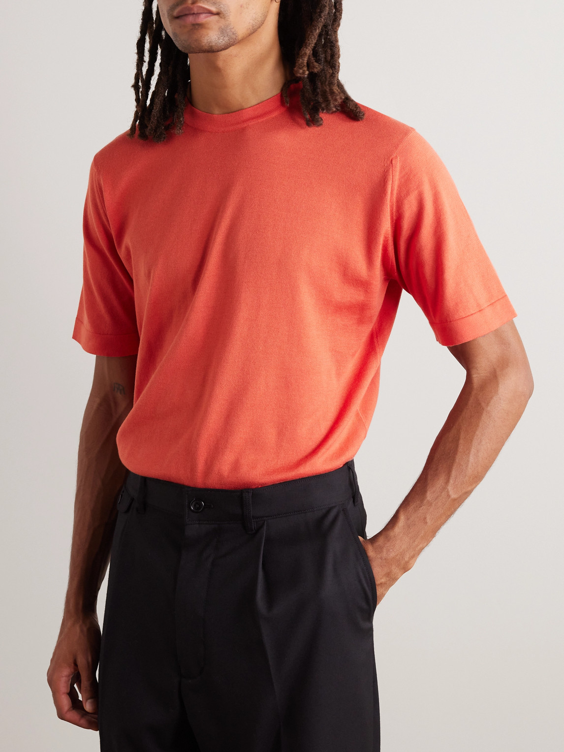 Shop John Smedley Lorca Slim-fit Sea Island Cotton T-shirt In Red