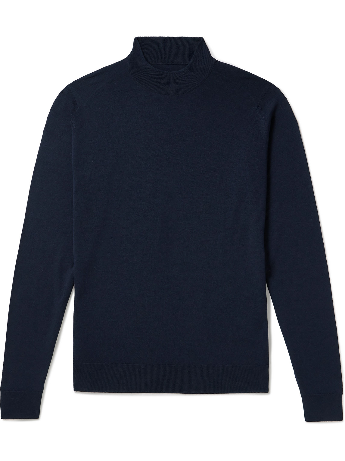 John Smedley Harcourt Slim-fit Mock-neck Merino Wool Sweater In Blue