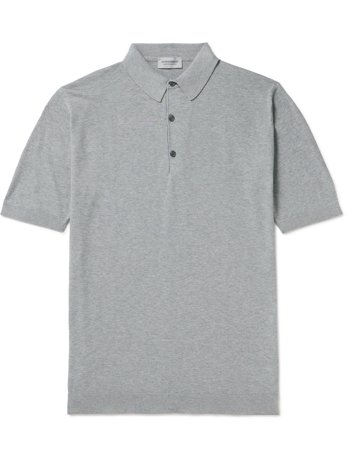 John Smedley Roth Slim-fit Sea Island Cotton-piqué Polo Shirt In Gray