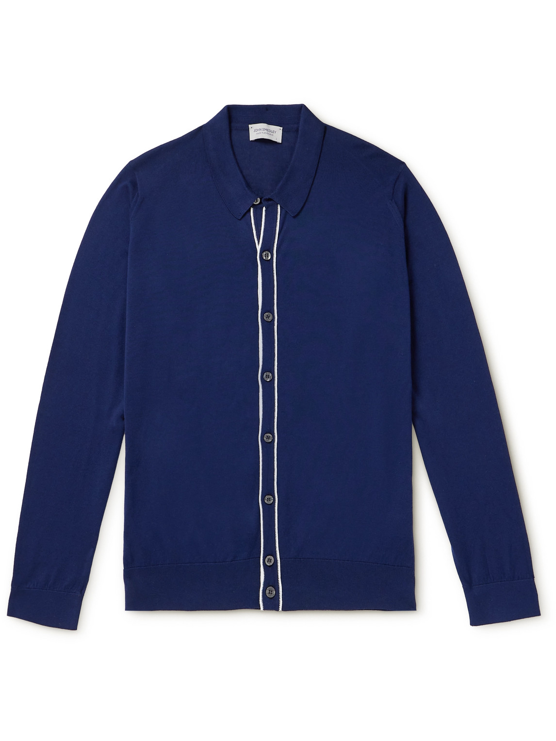 John Smedley Contrast-tipped Sea Island Cotton Shirt In Blue